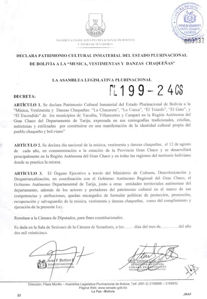 Polémica ley: el Senado de Bolivia declaró “patrimonio cultural” de ese país a la chacarera, el gato, el escondido, sus bailes y vestimentas