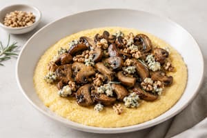 Polenta con hongos y queso azul