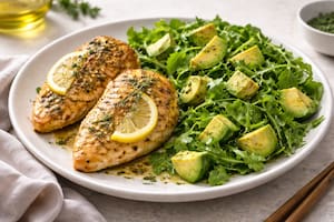 Pollo al horno con ensalada fresca