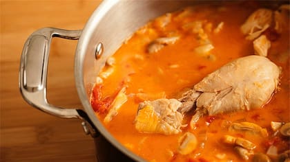Pollo en cacerola con champiñones