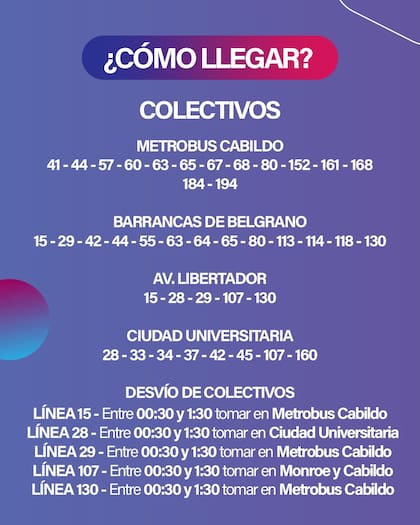Por dónde conviene llegar: subte, tren y líneas de colectivo cercanas (Foto: Instagram @dfentertainment)