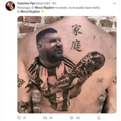 Por el aspecto que tiene Lionel Messi en el tatuaje de un fan, fueron muchos los usuarios de redes sociales que lo bautizaron como "Messi rugbier"