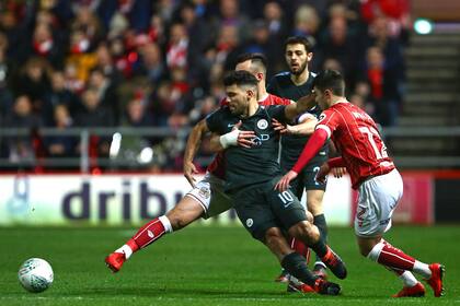 Sergio Agüero en el último partido entre Manchester City y Bristol City, disputado en 2018