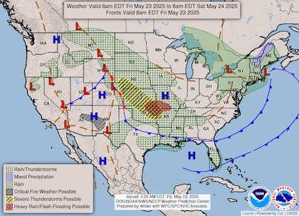 Por la cantidad de lluvias, se espera que el centro sur de Estados Unidos enfrente inundaciones