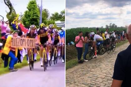 Por mostrar un cartel de cartón que decía "¡vamos, abuelita!", una integrante del público causó un desastre en el Tour 2021; ahora, un espectador provocó una fractura cervical en un ciclista.