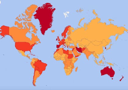 Por primera vez, el mapa incluye una visualización sobre los países que más padecen problemas de salud mental