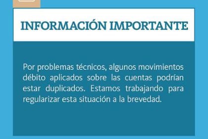 Por problemas técnicos, se duplicaron movimientos en algunas cuentas de débito del Banco Nación
