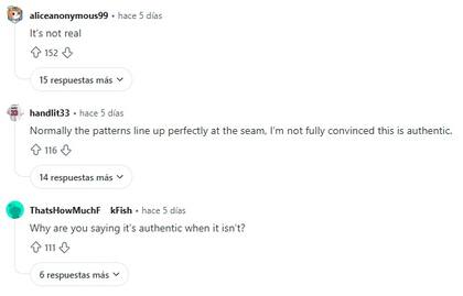 "¿Por qué dices que es auténtico cuando no lo es?", acusaron algunos usuarios en el foro (Reddit)