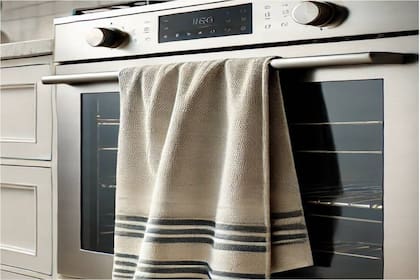 Por qué no se debe colgar el repasador de la puerta del horno