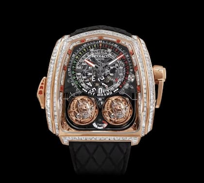 Por su precio y apariencia, uno de los relojes que compró "Canelo" podría ser el modelo Twin Turbo Furious Baguette (Jacob & Co.)
