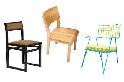 Por último, silla Churba en cedro (La Mersa); silla Mina (Unimate); y una opción para el jardín (Laboratorio de Objetos)
