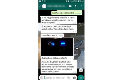 Los chats de Whatsapp donde los policías que se hicieron pasar por supuestos compradores arreglaban el encuentro con los sospechosos