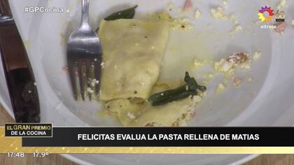 Por un problema con la masa, Tute entregó unas pastas muy sobre la hora que se abrieron al hervir.