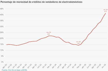 Porcentaje de morosidad de créditos de vendedores de electrodomésticos
