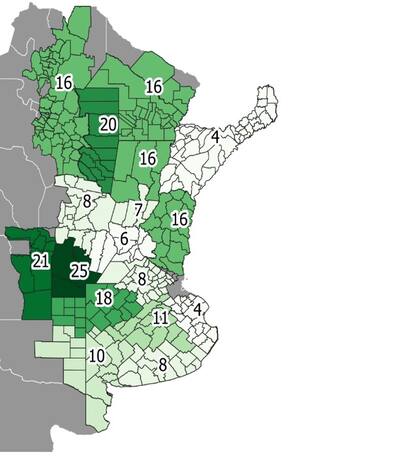 Porcentaje de uso de cultivos de servicios