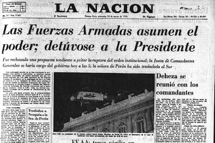 Portada de LA NACION del 24 de marzo de 1976