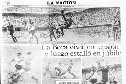 Portada del diario La Nación que destaca la victoria de Boca sobre River, en la definición del Campeonato de 1962