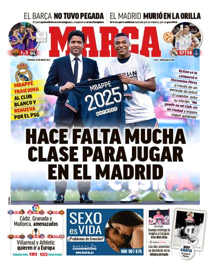 Portada del diario Marca sobre la continuidad de Mbappé en PSG