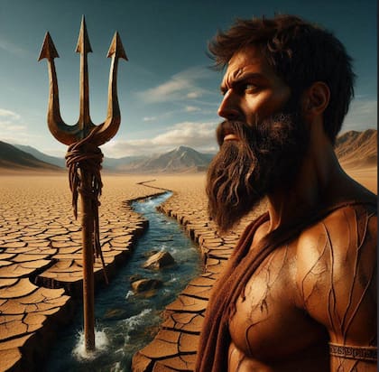 Poseidón imaginado por la inteligencia artificial de Copilot