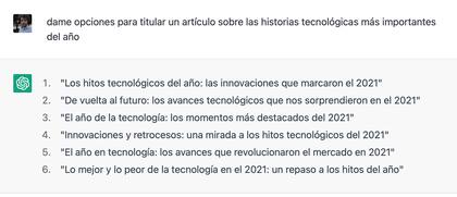 Posibles títulos para este artículo, sugeridos por ChatGPT (el sistema fue entrenado con contenido hasta 2021)