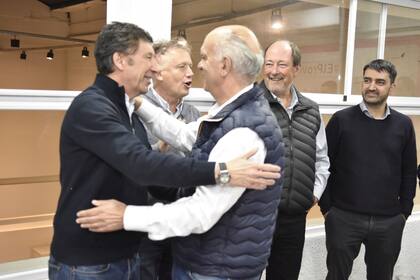 Posse, Monzó, Sanz, durante la cumbre en La Plata