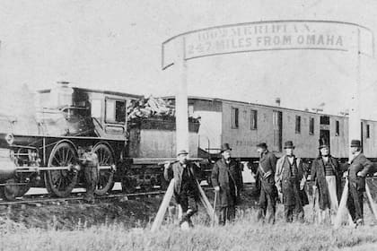 Postal de los inicios del ferrocarril transcontinental