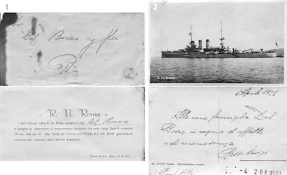 Postal del acorazado Roma, el buque que inspiró la forma de la casa barco