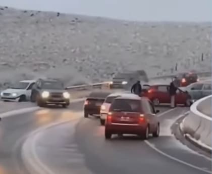 Postal del caos vehicular que se vivió en el Camino del Cuadrado