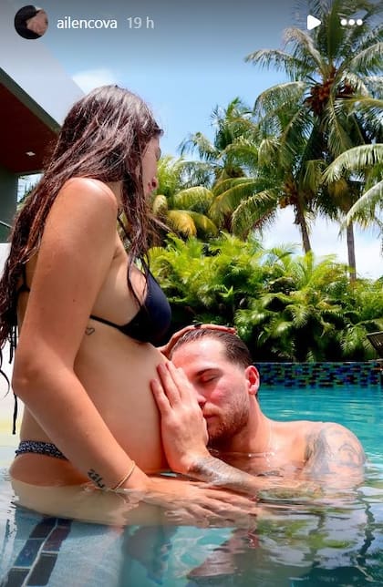 Postal romántica: Alexis Mac Allister besó la panza de Ailén Cova