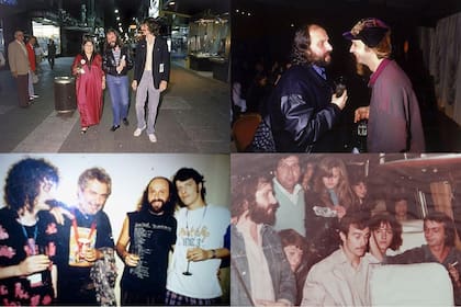 Postales del pasado: con Charly García y Mercedes Sosa -en su regreso al país-, a comienzos de los años 80; con Gustavo Cerati -el productor siempre lamentó no haber firmado a Soda Stereo cuando los vio por primera vez-; con Tuqui, Lalo Mir y Mario Pergolini, en la Rock & Pop, y de gira con Serú Girán