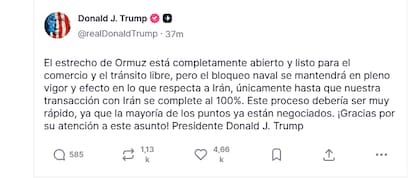 Posteo de Trump