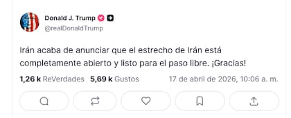 Posteo de Trump