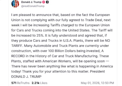 Posteo de Trump