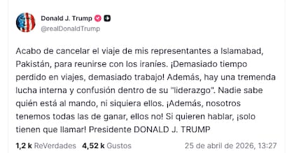 Posteo de Trump