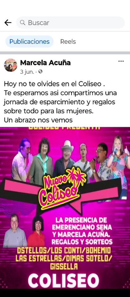 Posteo en Facebook de Marcela Acuña el día después del crimen de Cecilia