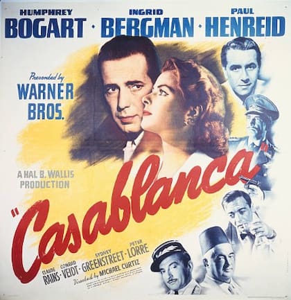 Poster de Casablanca, con Humphrey Bogart e Ingrid Bergman (Getty Images)