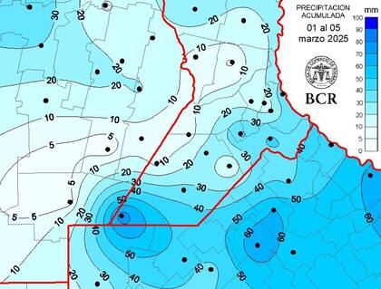 Precipitación acumulada del 1 al 5 de marzo