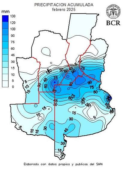 Precipitación acumulada en febrero