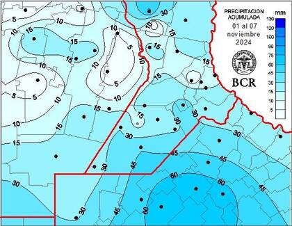Precipitación acumuladas al 7 de noviembre