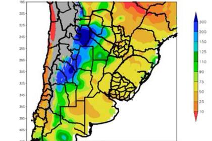 Precipitación relativa en porcentaje durante el invierno