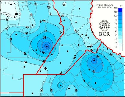 Precipitaciones en la zona núcleo en las últimas 24 horas