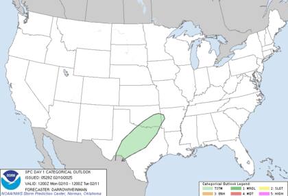 Precipitaciones intensas en Texas, Luisiana y Arkansas, con riesgo de inundaciones repentinas y formación de hielo en carreteras