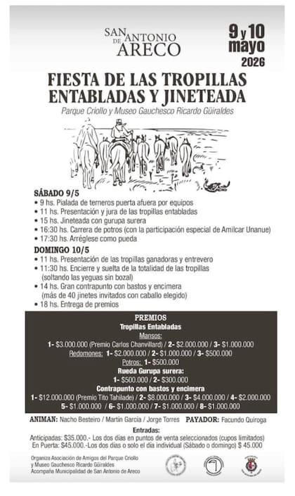 Premios del evento y costo de las entradas