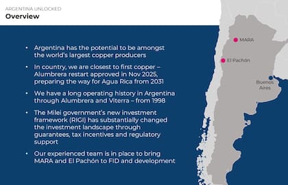 Presentación de Glencore ante inversores internacionales, donde destacó el potencial de la Argentina