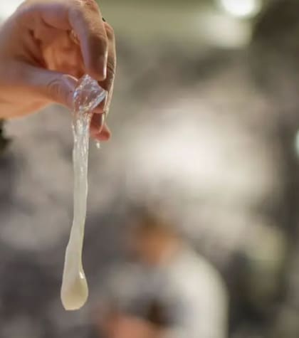 Preservativo comestible relleno con líquido lácteo de yogur, es una de las creaciones que investigan en Mugaritz.