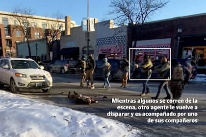 Pretti yace en el piso muerto, tras haber sido rematado por agentes federales