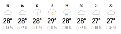 Previsión climática para Acapulco, una de las zonas posiblemente afectadas por la tormenta tropical Alvin