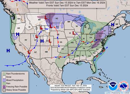 Previsión para las próximas horas en EE.UU.