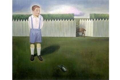 Marcelo Torreta ganó el primer premio en pintura con "Jardín de los presentes" (acrílico sobre tela)