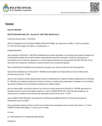 Primera página del Decreto 902/2024